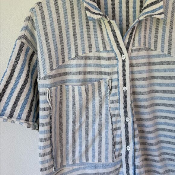 Free People For the Boys Oversized Striped Knit Romper in White/Blue/Black - XS - Picture 5 of 7
